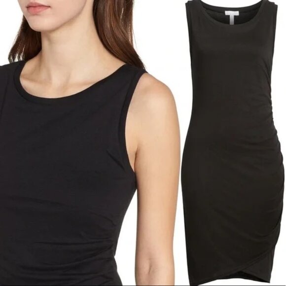 Leith Faux Wrap Sleeveless Classic Mini Dress in black - Picture 4 of 10
